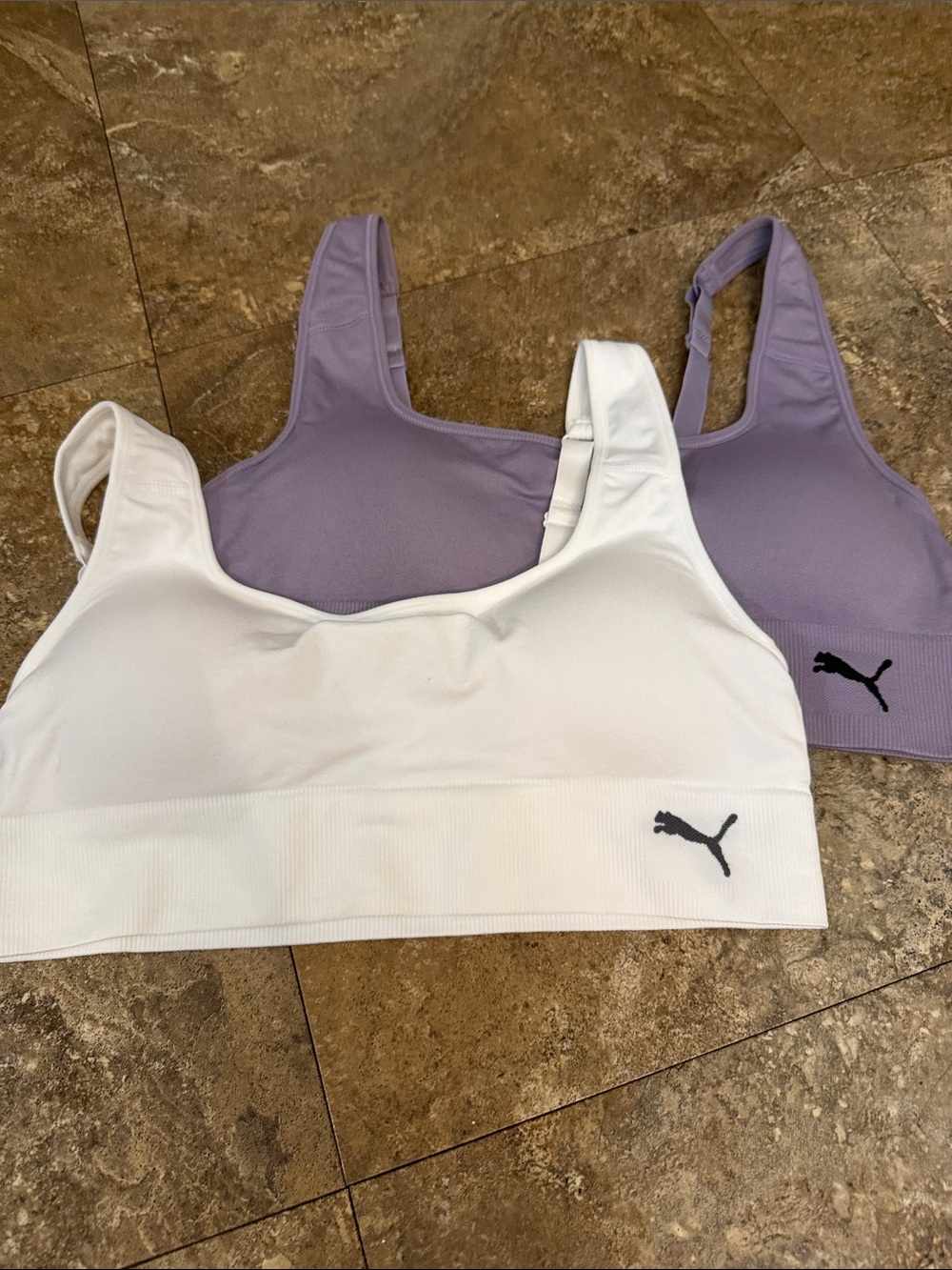 Puma Seamless Sports Bras in White and Lavender